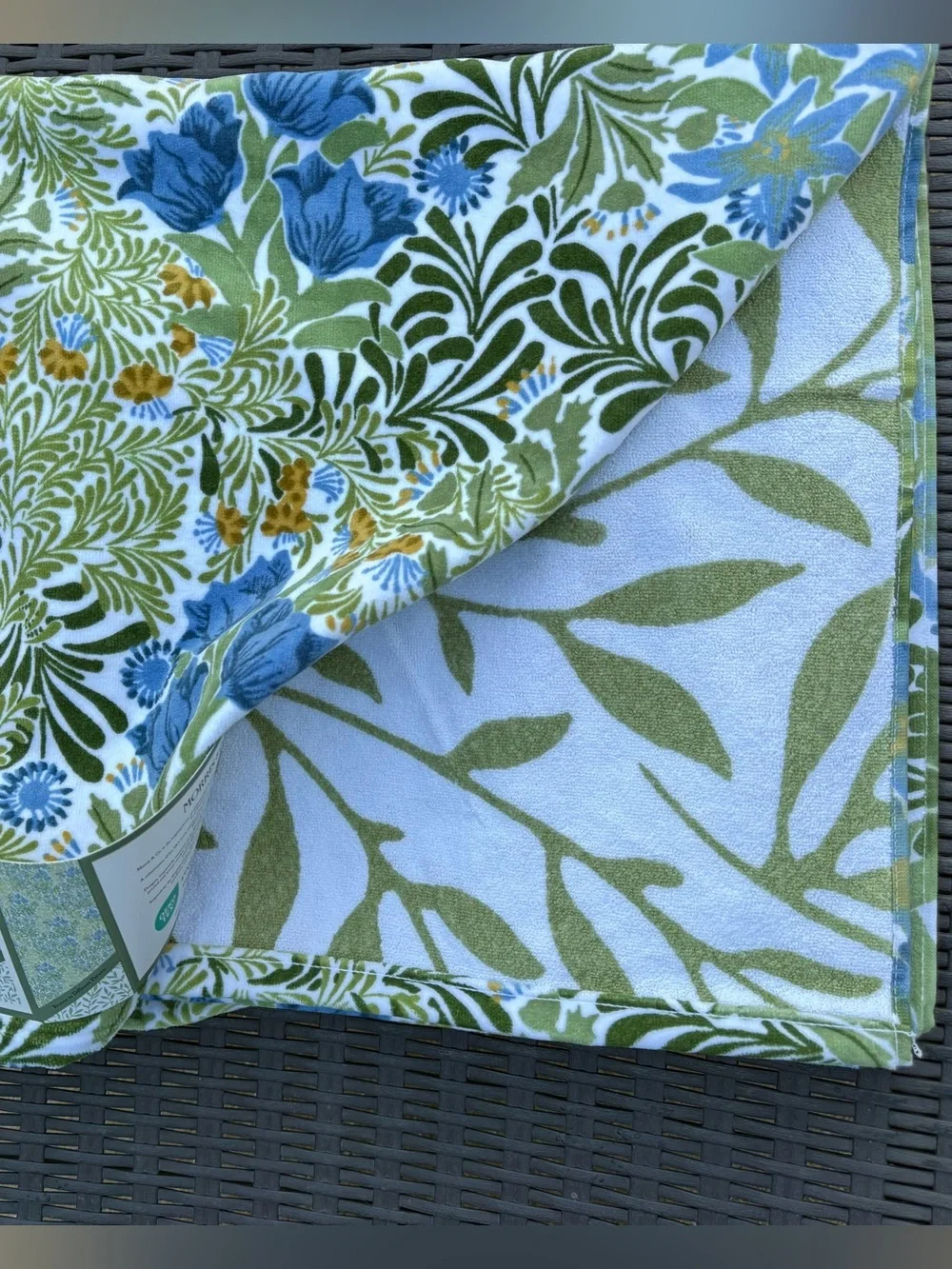 Morris & Co Luxury Beach Towel Floral Cotton Oversized Reversible Pool 40x70